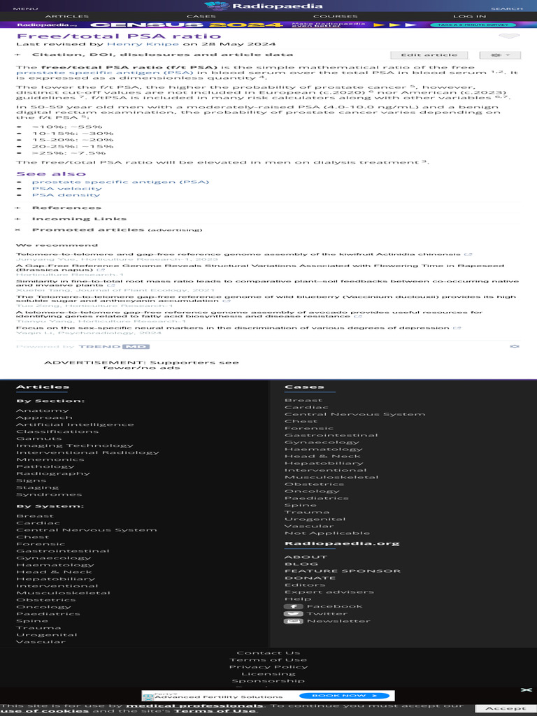 Freetotal PSA Ratio Radiology Reference Articl PDF