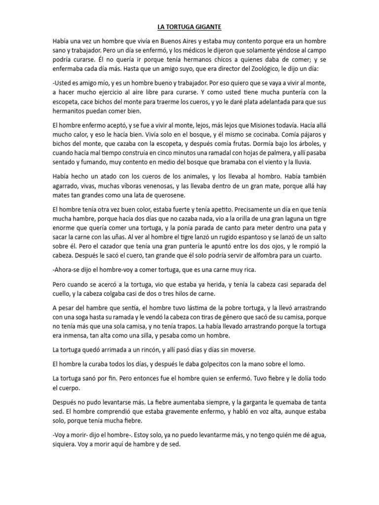 La Tortuga Gigante - Horacio Quiroga | PDF