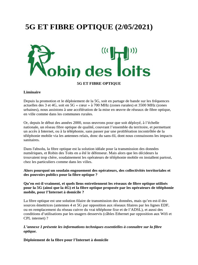 5g Et Fibre Optique | PDF