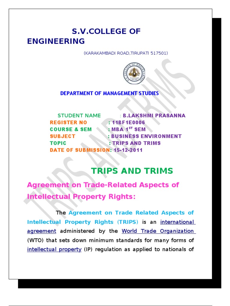 Trips and Trims PDF Trips Agreement World Trade Organization