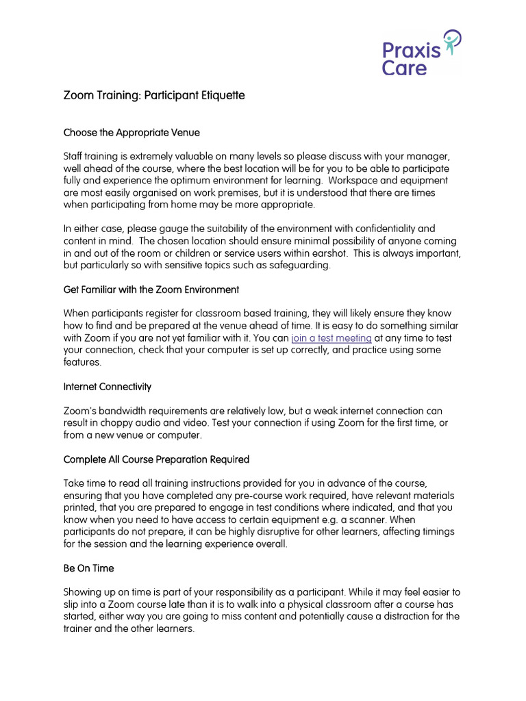 Zoom Training Etiquette | PDF