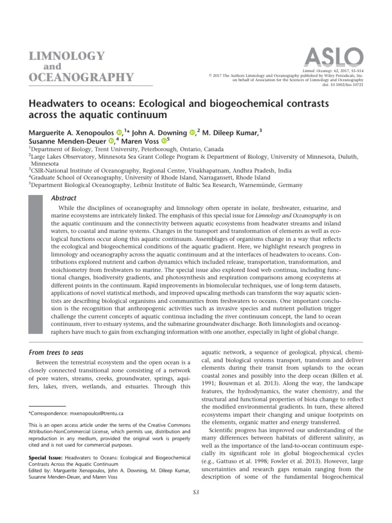 Xenopoulos Et Al-2017-Limnology and Oceanography | PDF