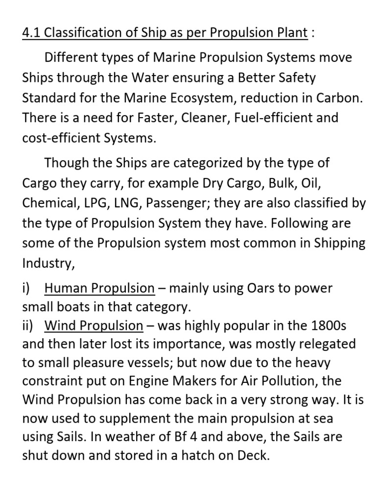 4.1 Classification of Ship As Per Propulsion Plant | PDF
