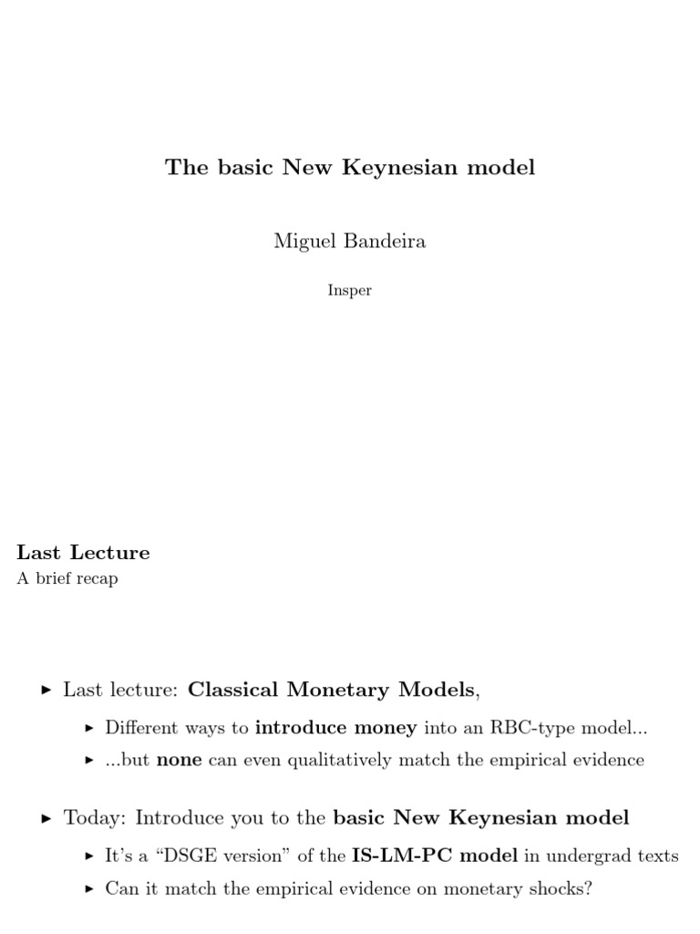 The basic new keynesian model macro ii insper phd pdf