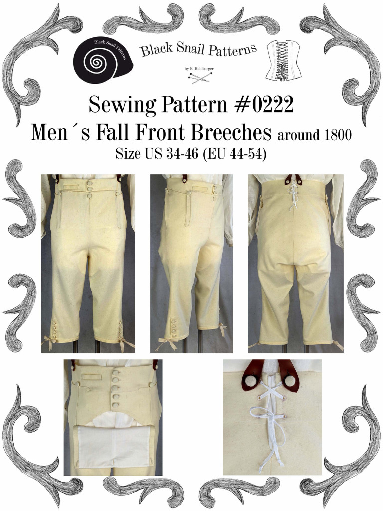 18th Century Fall Front Breeches Pattern | PDF | Seam (Sewing) | Home ...