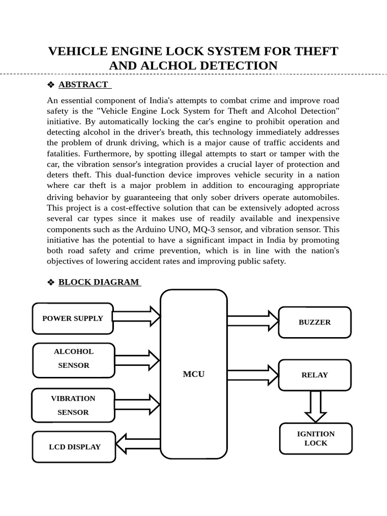 Ct 008 vehicle engine lock system for theft and alchol detection pdf