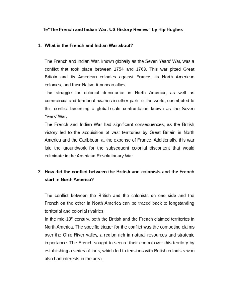 The French and Indian War - 120701 | PDF