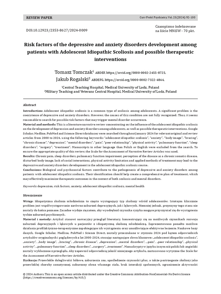 Risk Factors of The Depressive and Anxiety Disorders Development Among ...
