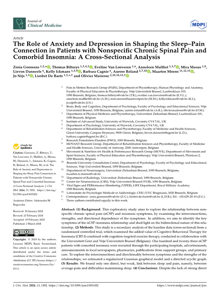 The Role of Anxiety and Depression in Shaping The Sleep-Pain Connection ...