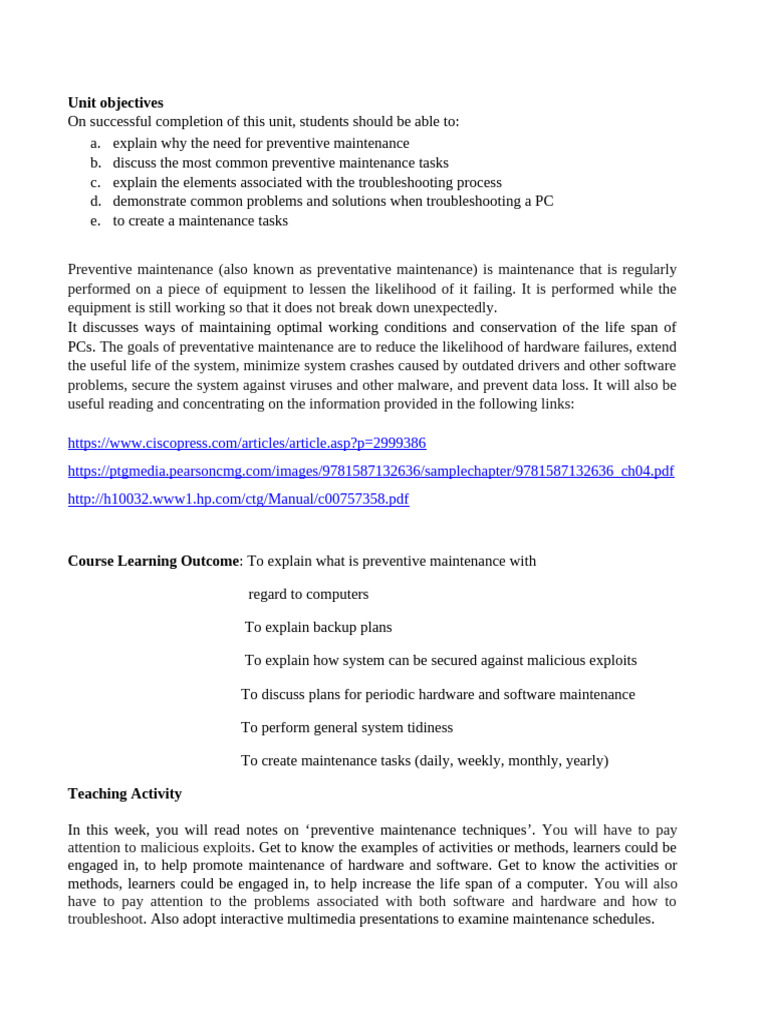 UNIT 4 Preventive Maintenance Techniques | PDF