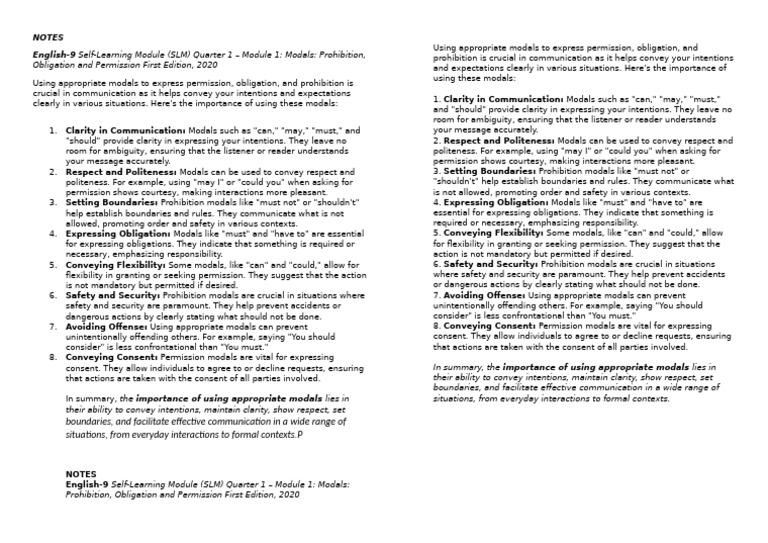 Modals Notes | PDF