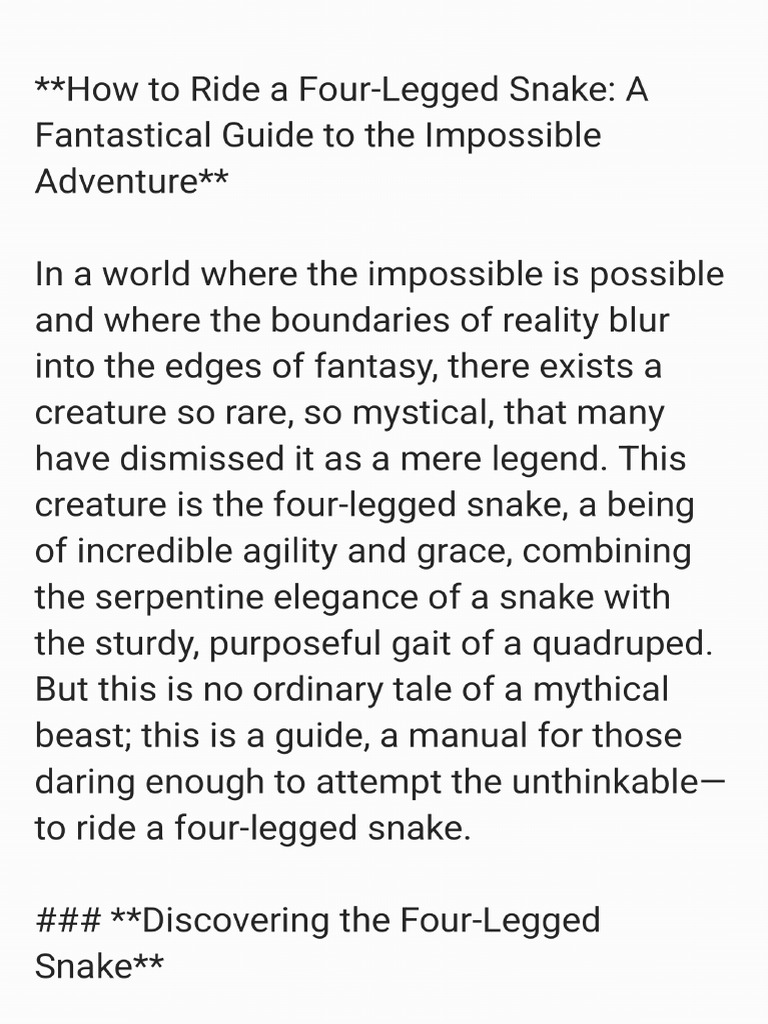 How To Ride A Four-Legged Snake - 240831 - 140314 | PDF