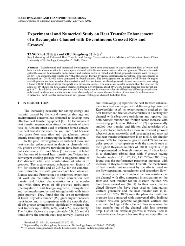 Experimental and Numerical Study On Heat Transfer Enhancement of A ...