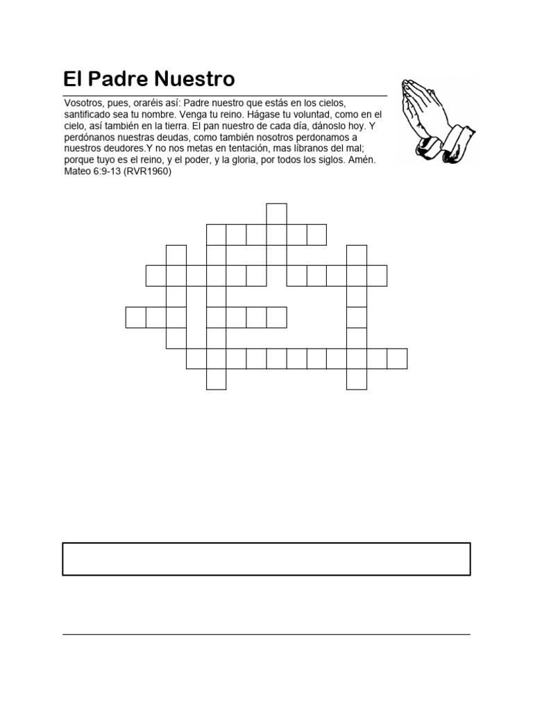 Lords Prayer Esp Crossword PDF