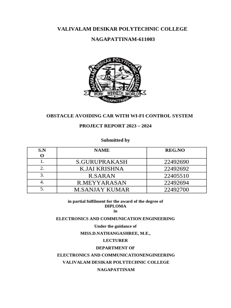 Obstacle Avoiding Car With Wi-Fi Control System-3 | PDF