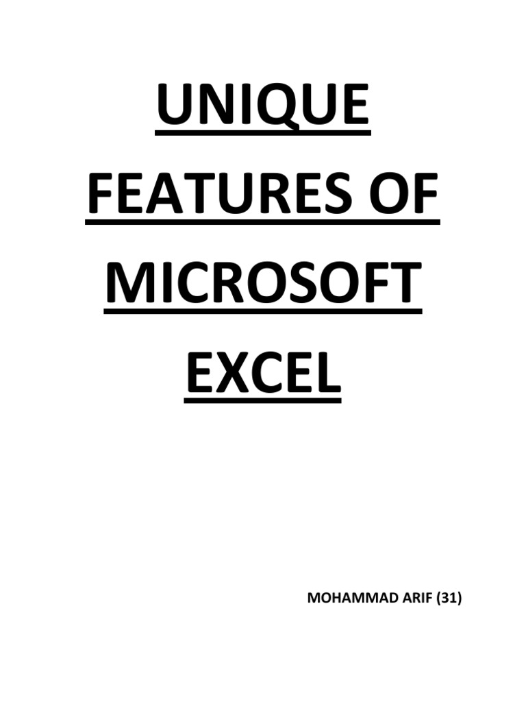Unique Features of Microsoft Excel | PDF | Microsoft Excel | Spreadsheet