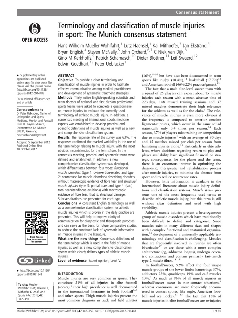 Terminology and Classification of Muscle Injuries in Sport - The Munich ...