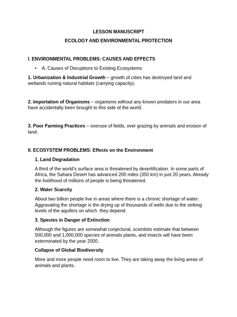 Ecology and Environmental Protection | PDF