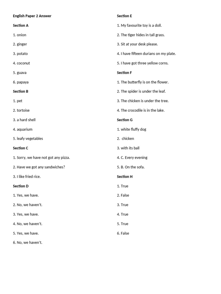 English Paper 2 Answer | PDF
