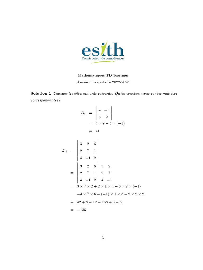 Exercices Corrigés TD 1 | PDF