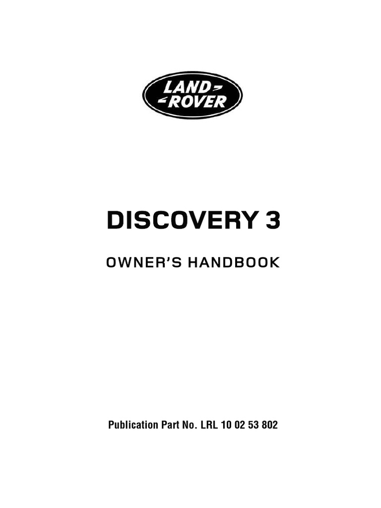 Owners Manual Land Rover Discovery 3 | PDF