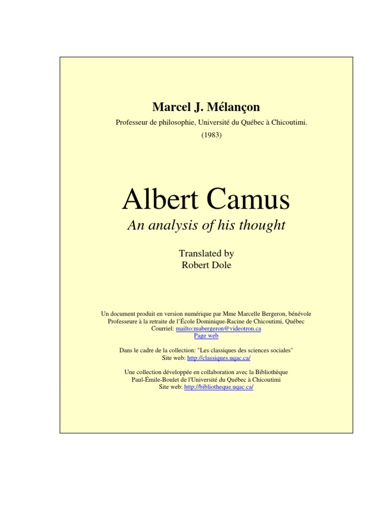 Melancon Camus English Version, PDF, Albert Camus