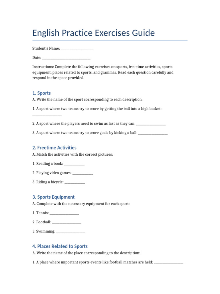 English Practice Exercises Guide | PDF
