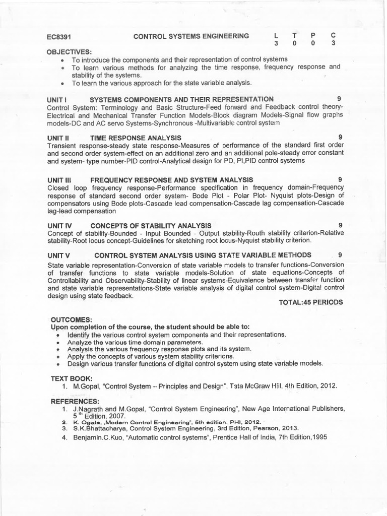 Ec8391-Control Systems Engineering-834324317-Control System Notes | PDF
