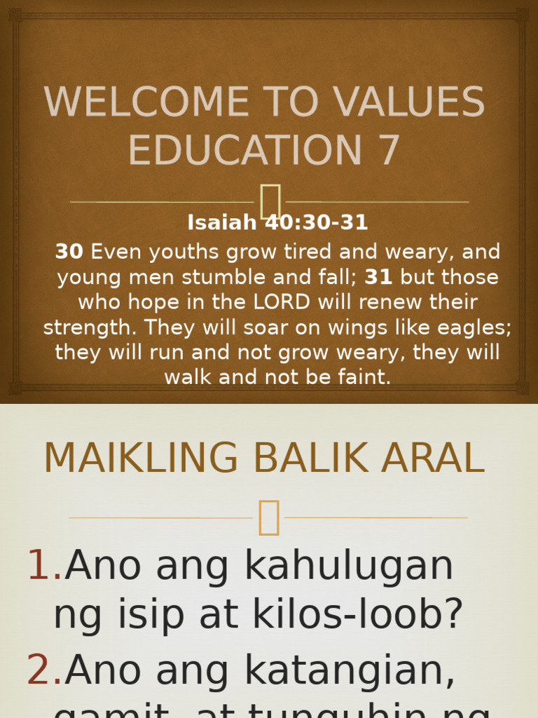Week 2 Welcome To Values Education 7 Pdf