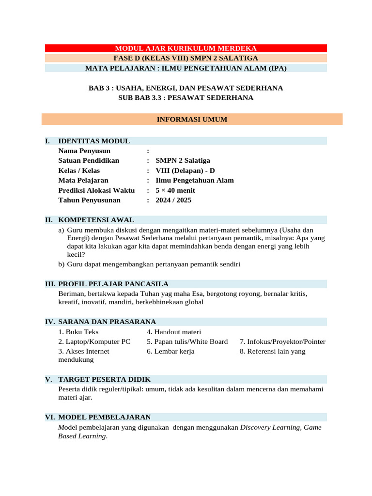 Modul Ajar Kurikulum Merdeka Pdf