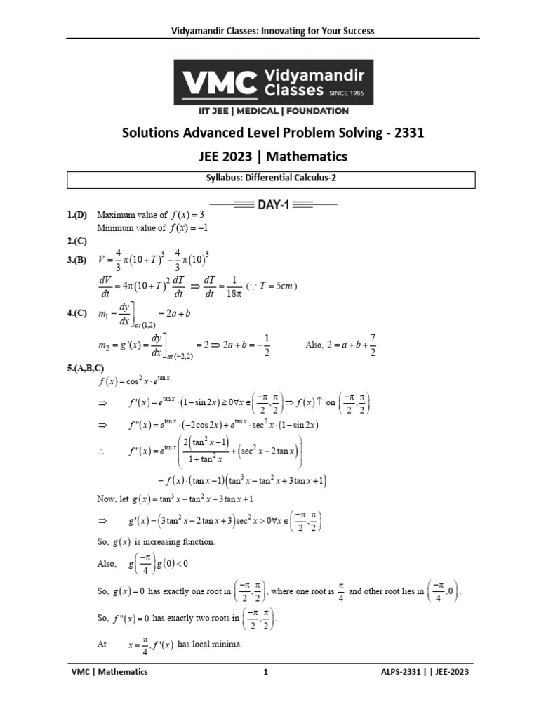 ALPS 2331 Maths Assignment Solutions | PDF