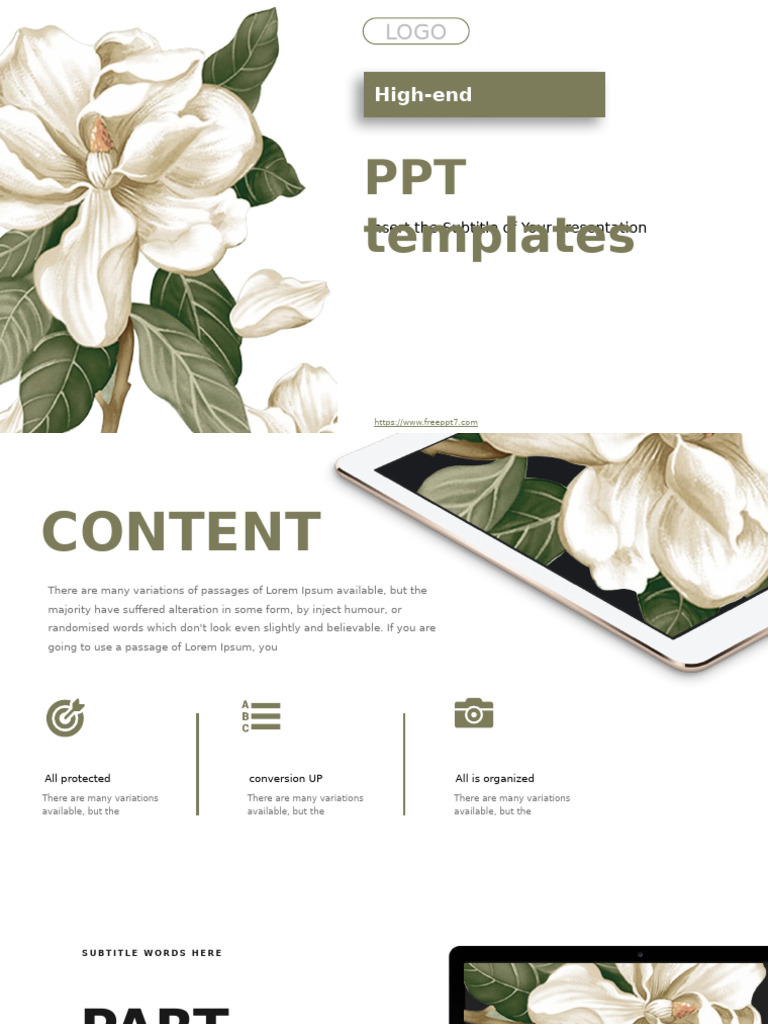Fresh Green Flower PowerPoint Templates | PDF