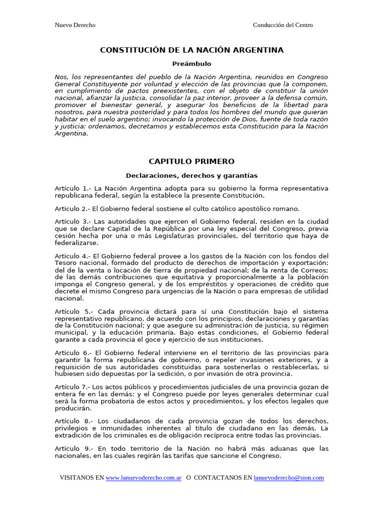 Constituci n de la naci n argentina pdf