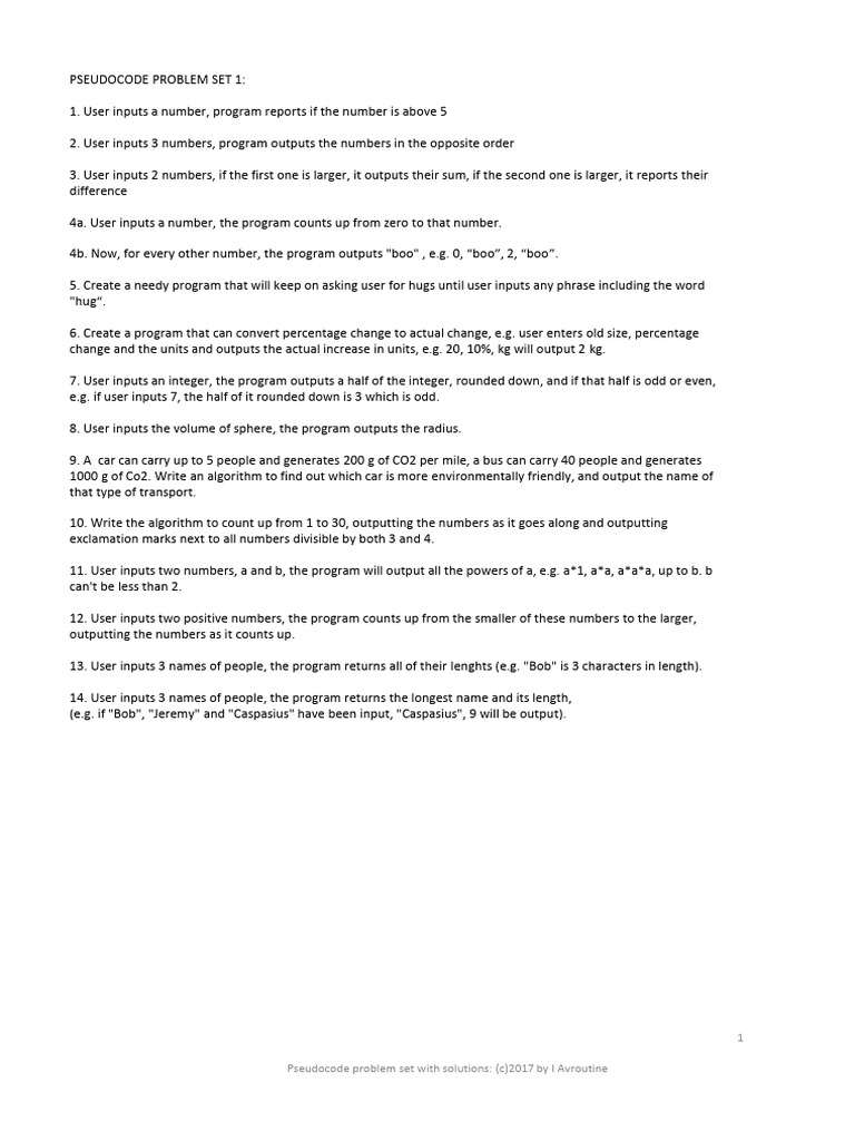 Pseudocode 70 questions pdf