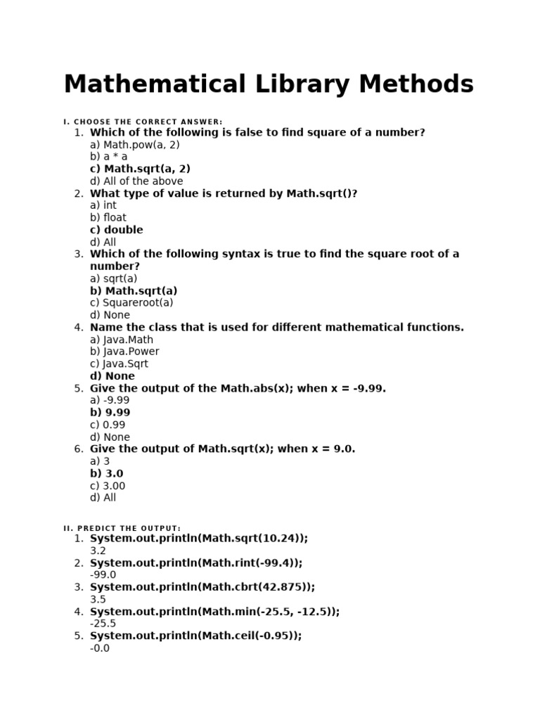 CH - 8 Mathematical Library Methods | PDF
