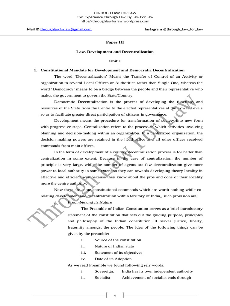 Law, Development, and Decentralization Insights | PDF | Economic Growth ...