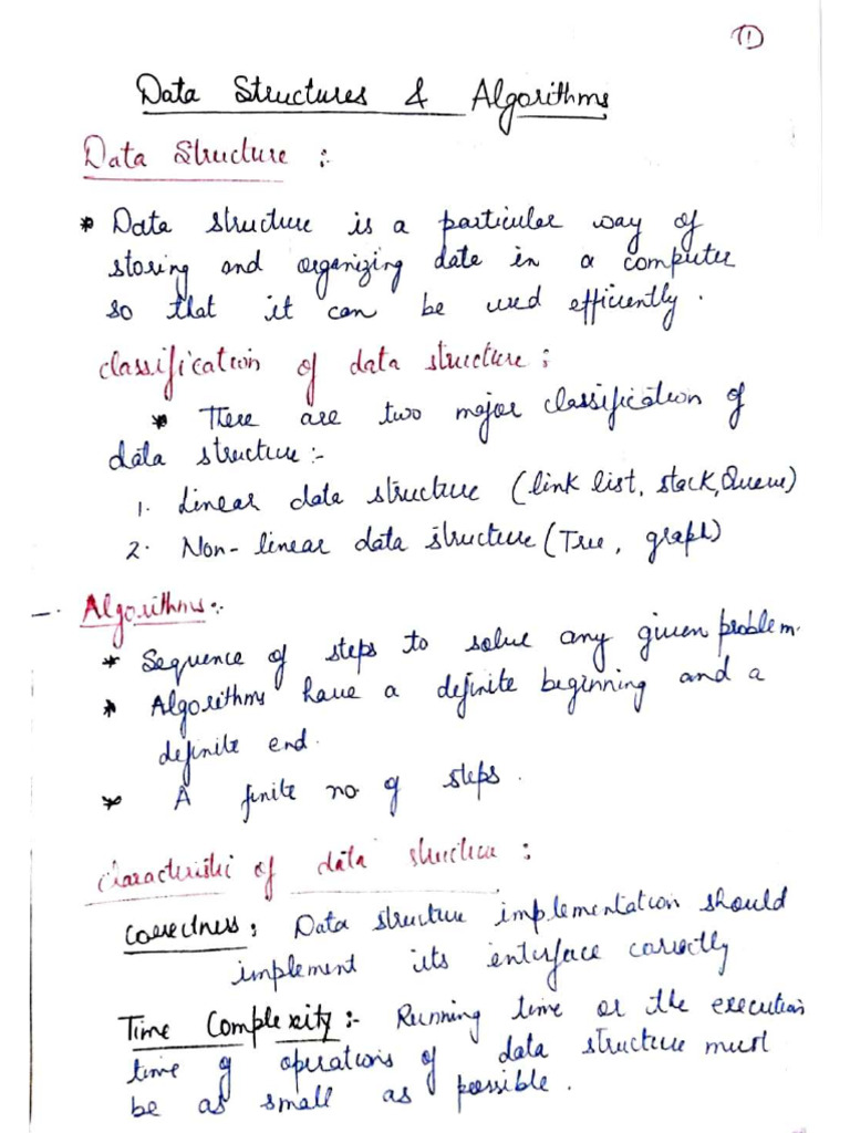 Data Structure Notes Handwritten | PDF