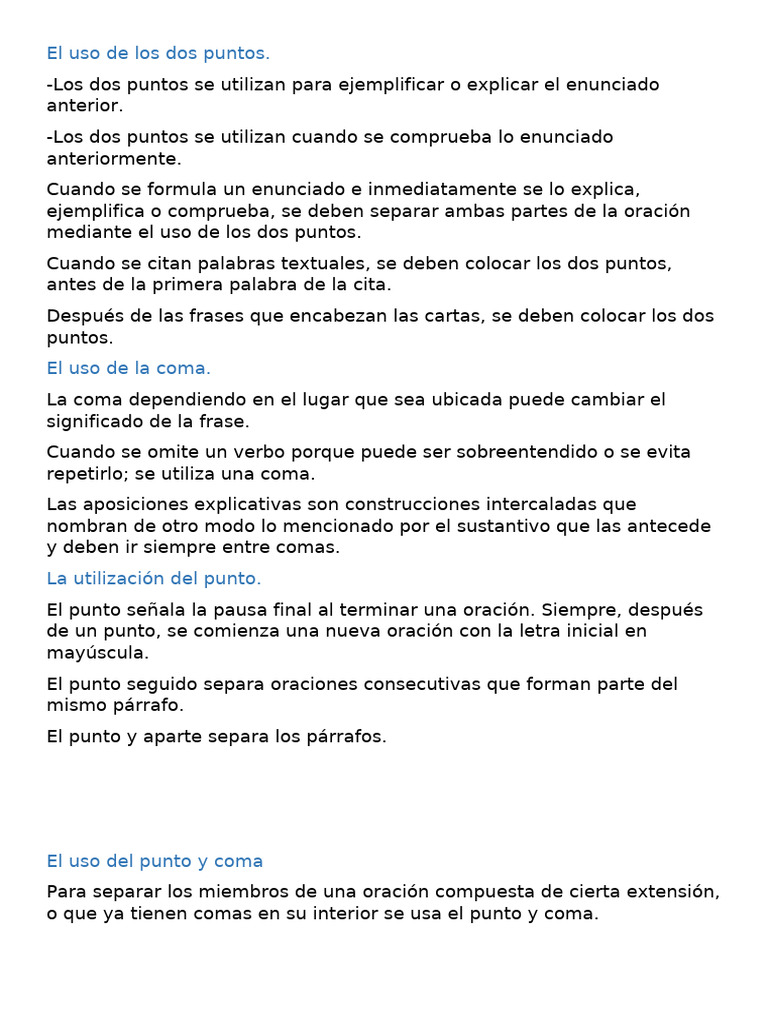 El Uso de Los Dos Puntos | PDF | Coma | Estudios de idiomas extranjeros