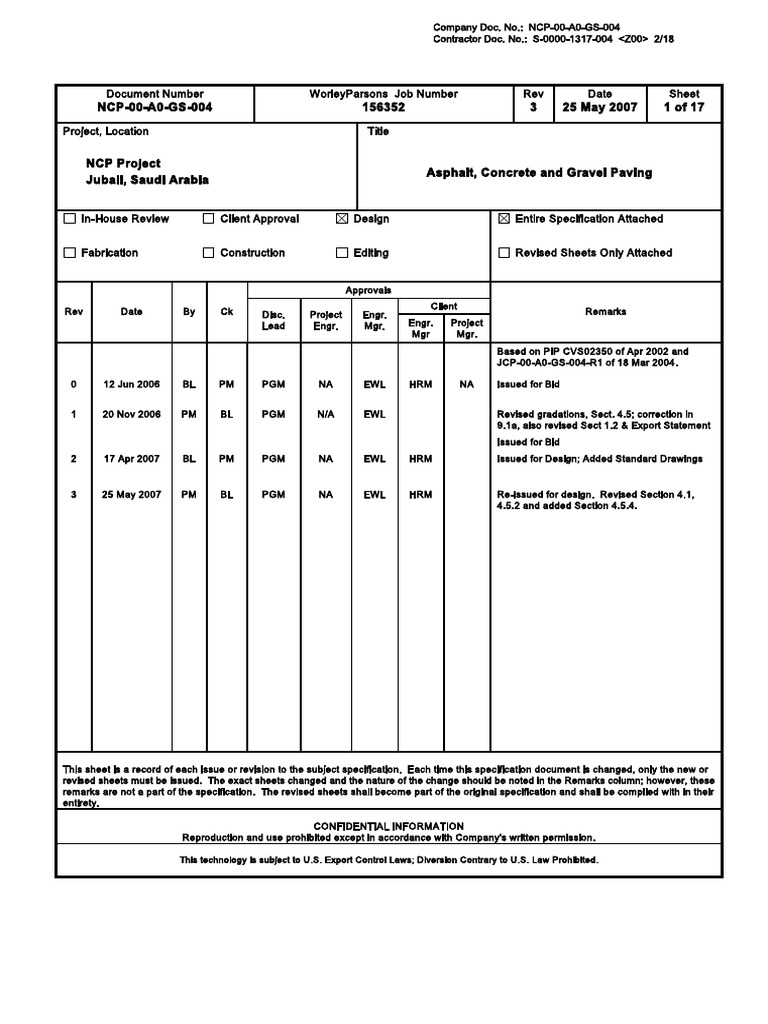 NCP-00-A0-GS-004 Asphalt, Concrete and Gravel Paving Specifications | PDF