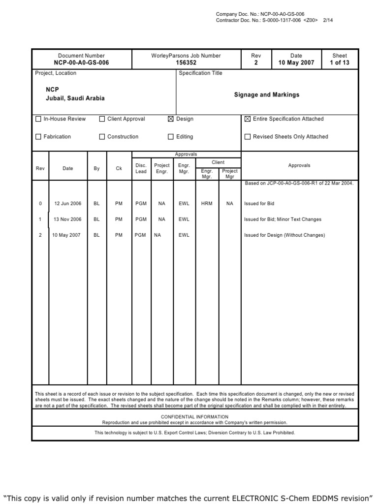 NCP-00-A0-GS-006 Signage An Markings Specification | PDF