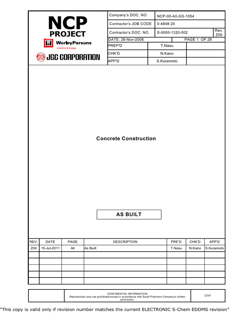NCP-00-A0-GS-1054 Concrete Specification | PDF