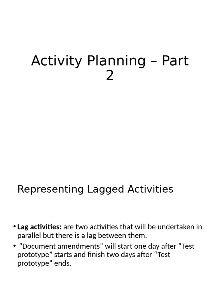 Unit 2-Activity Planning - Part 2 | PDF