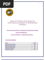 Study of HR Policy With Respect To Performance Evaluation of Multinational Company