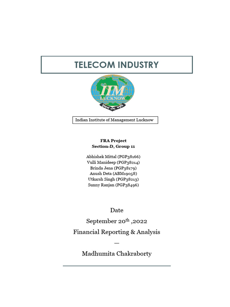 Telecom Industry Overview and Analysis | PDF | Expense | Equity (Finance)