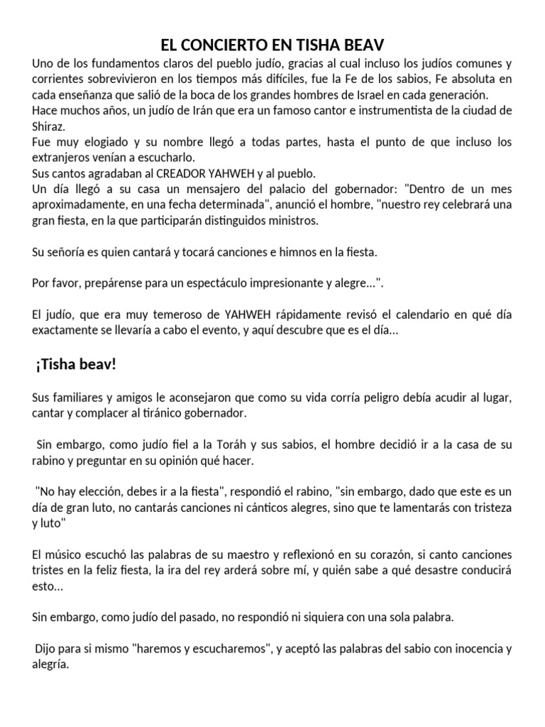 Fe y obediencia en Tisha Beav | PDF | Oración | Arte