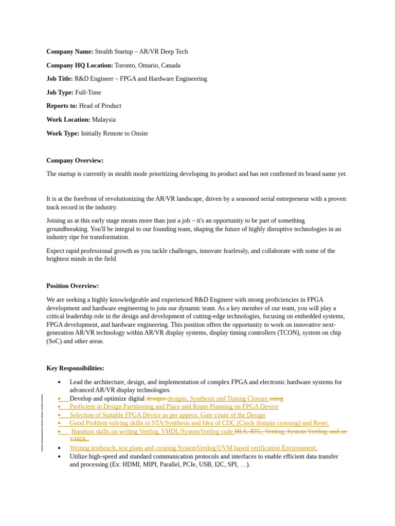 R&D Engineer - FPGA and Hardware Engineering Updated | PDF