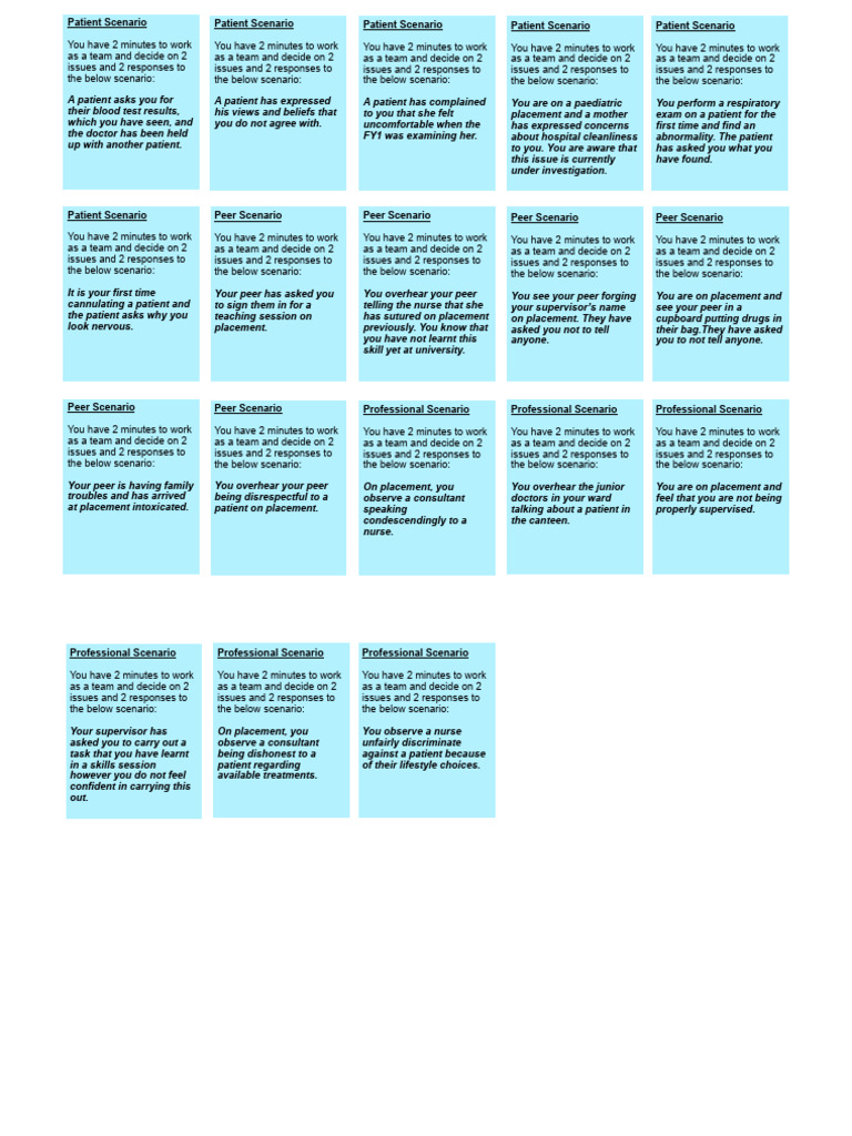Medical Ethics Scenarios | PDF | Medicine | Health Care