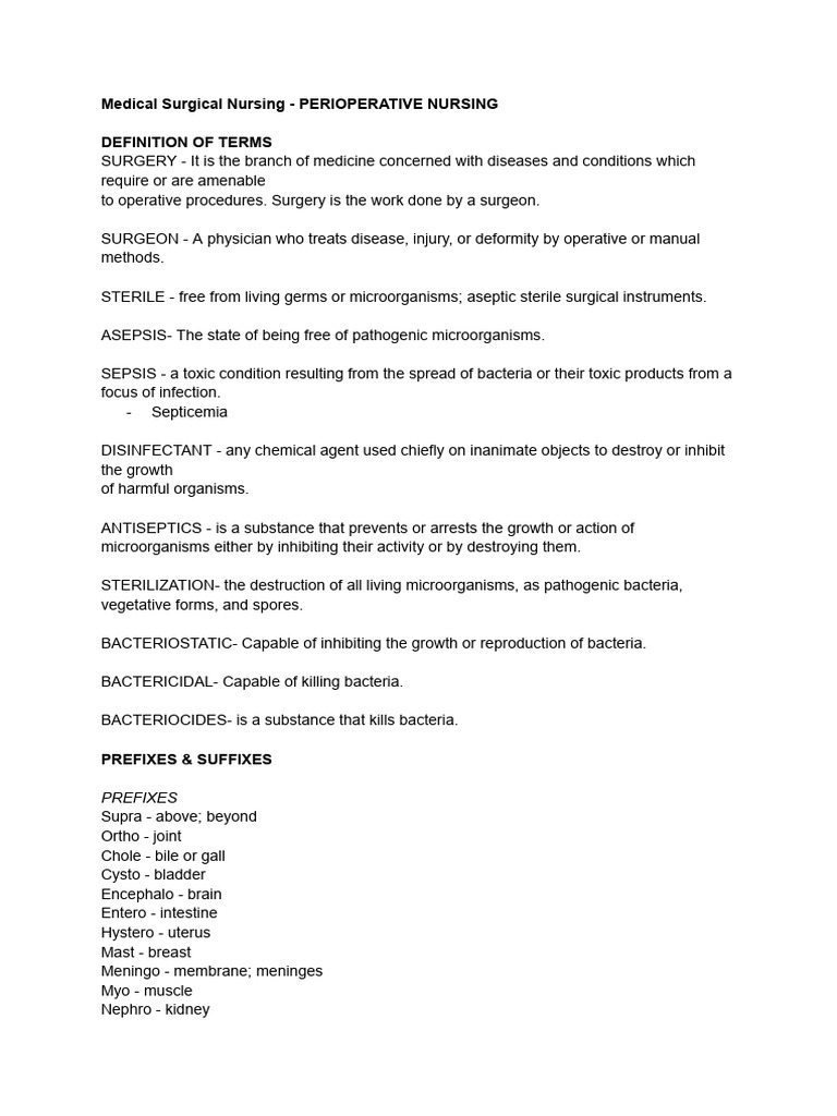Perioperative Nursing Overview | PDF | Anesthesia | Surgery