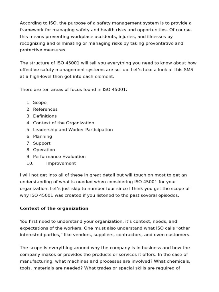 Understanding ISO 45001 Safety Management | PDF | Occupational Safety ...