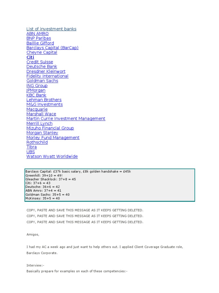 List of Investment BanksUK Download Free PDF Barclays Investment